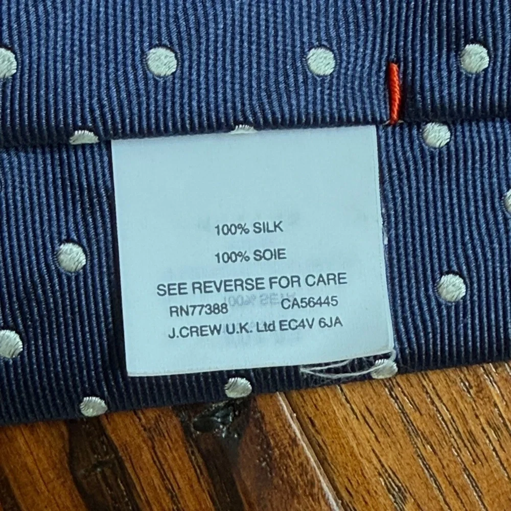 J. Crew Dark Blue Tie with White Dots
